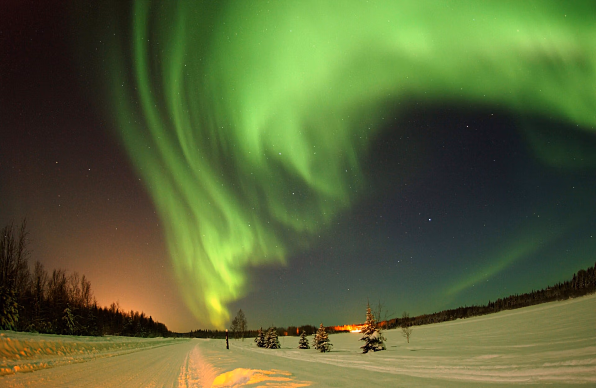 northern lights above open field