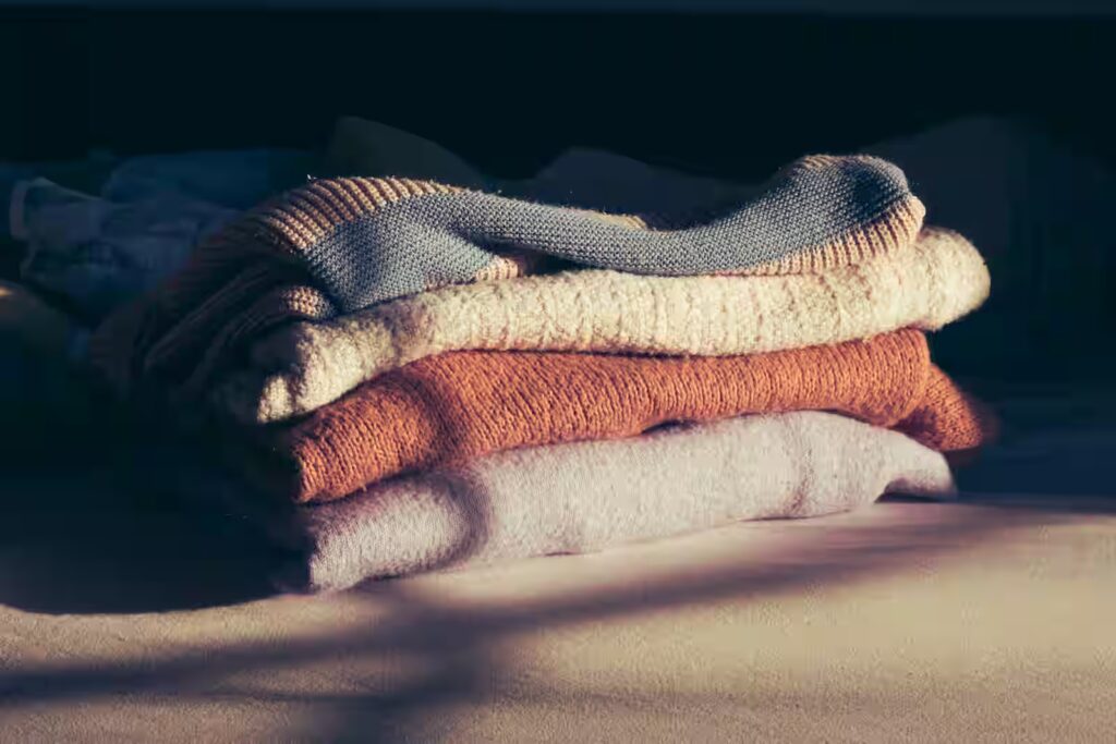 warm winter layers ready to be packed